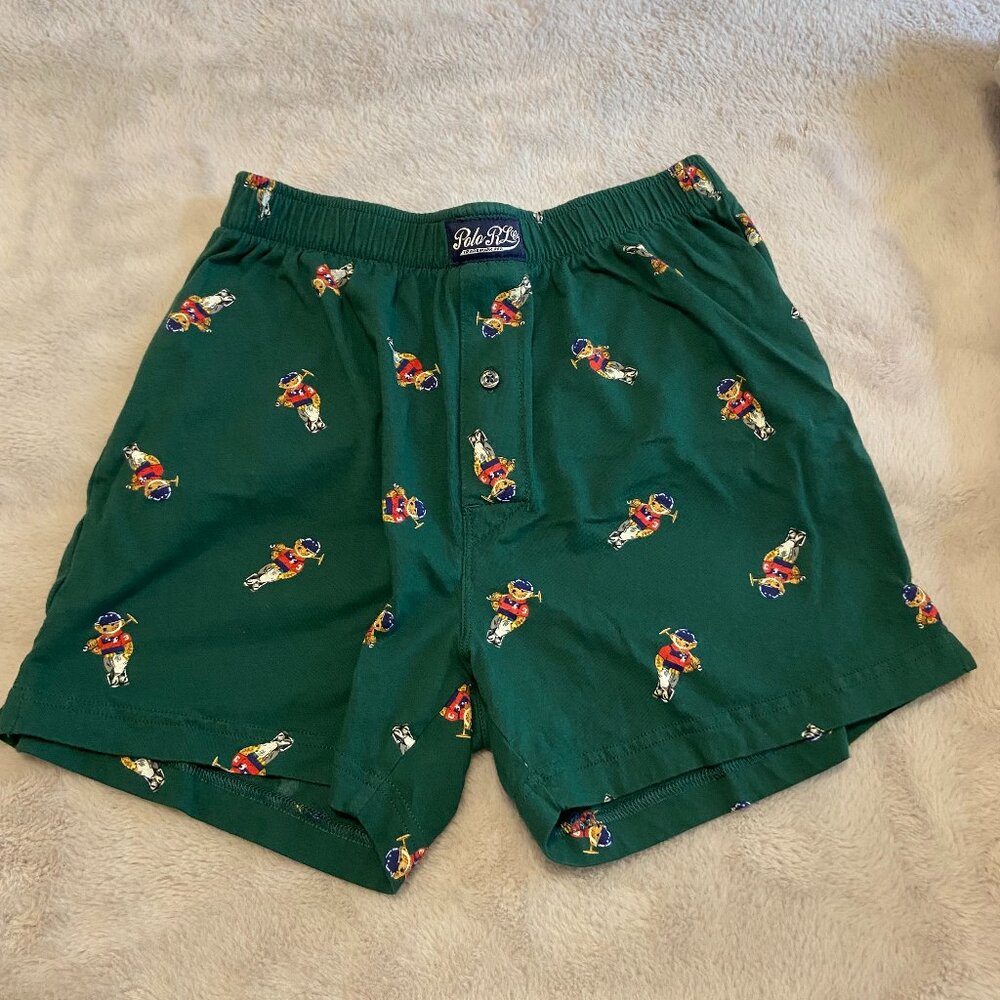 Polo by Ralph Lauren Polo Bear Print Green Cotton Boxers - Men's Size S